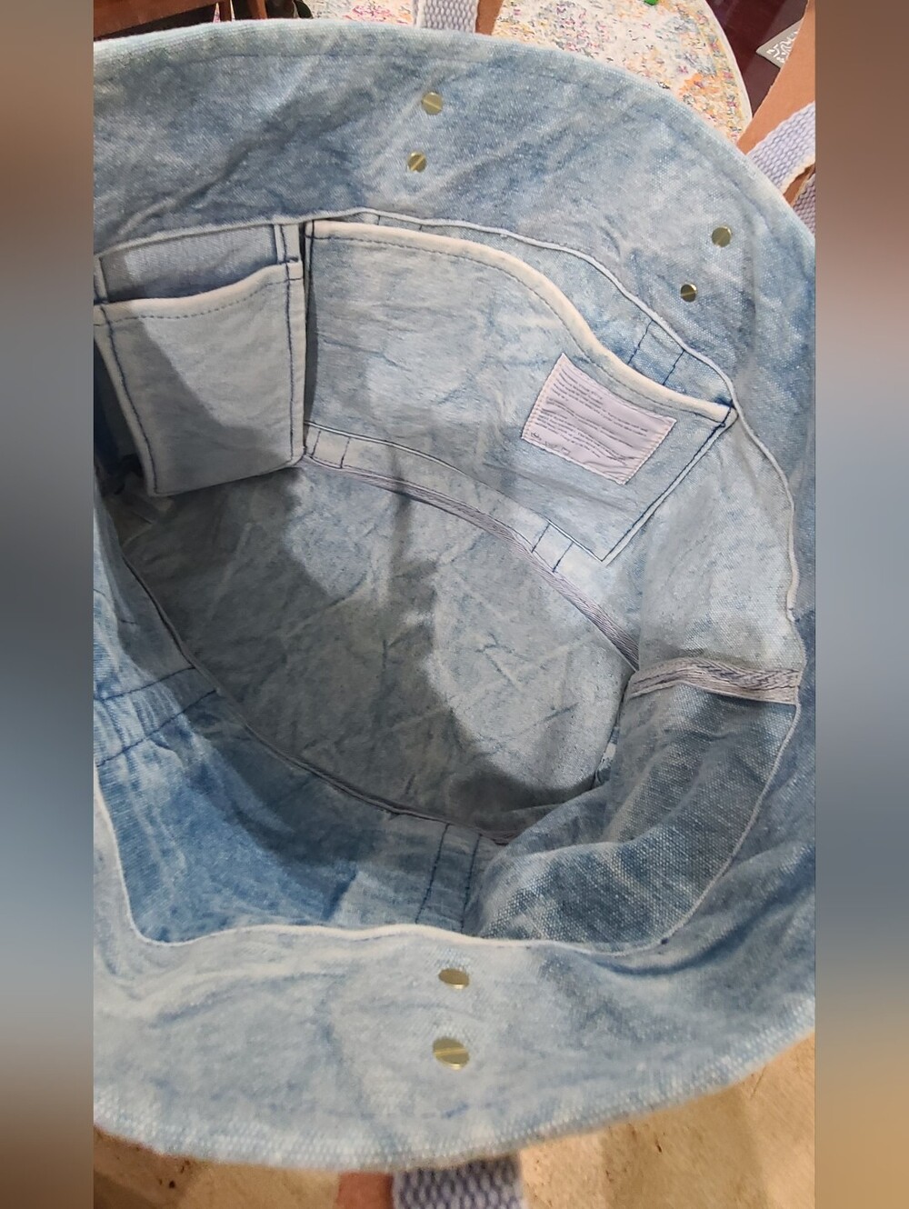 Immodest Cotton Construction Tote In Acid Wash AWESOME! - Picture 5 of 14